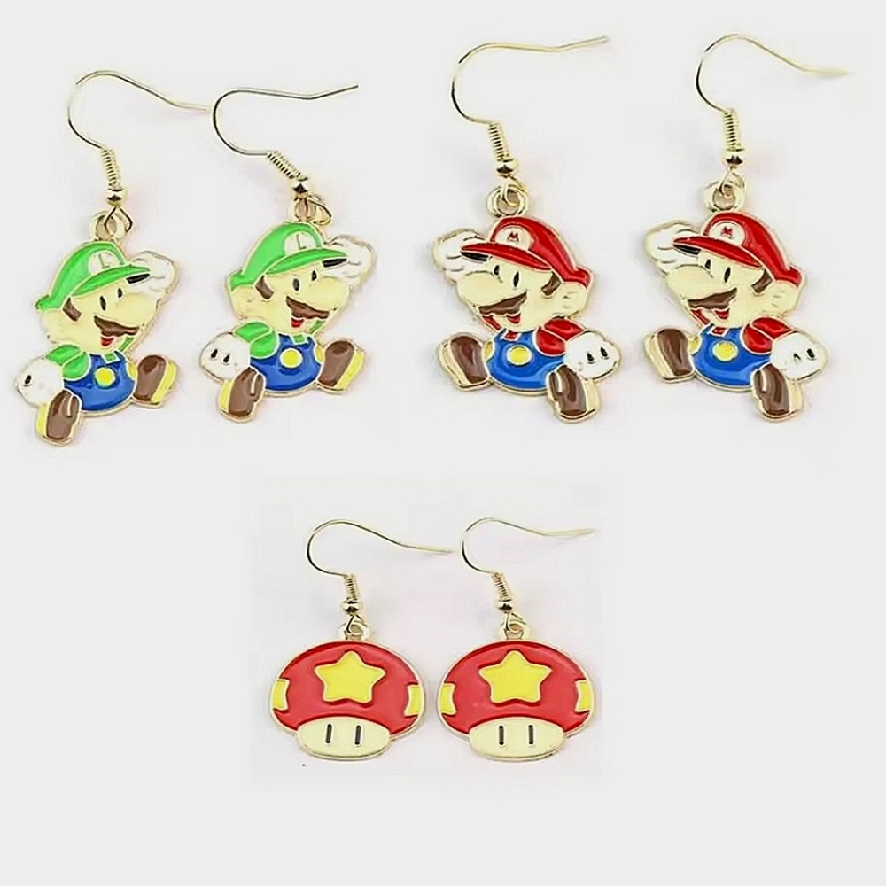 Super Mario Themed Earrings Set - (3)